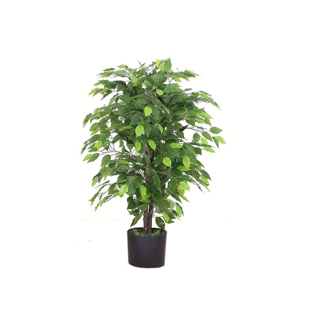 Leaf 90cm Artificial Ficus Tree with Gold Metal Planter – Realistic Indoor Faux Plant