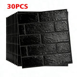 3D Brick Effect Self-Adhesive Foam Wall Stickers, 30/60 Piece Set – Waterproof XPE Wall Panels, Black