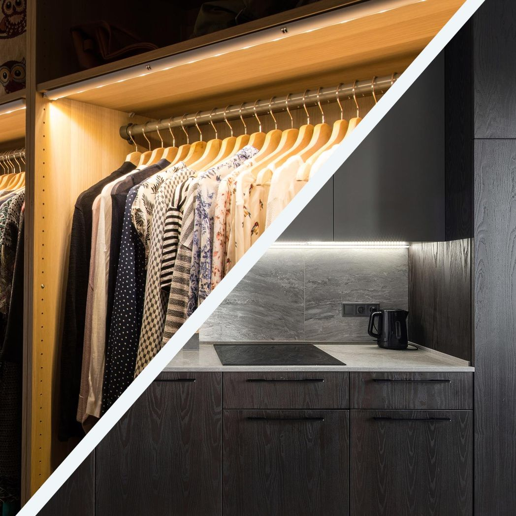 JOCCA 10 LED Wardrobe Light Bar with Motion Sensor – Aluminium Cupboard Lighting, 80cm