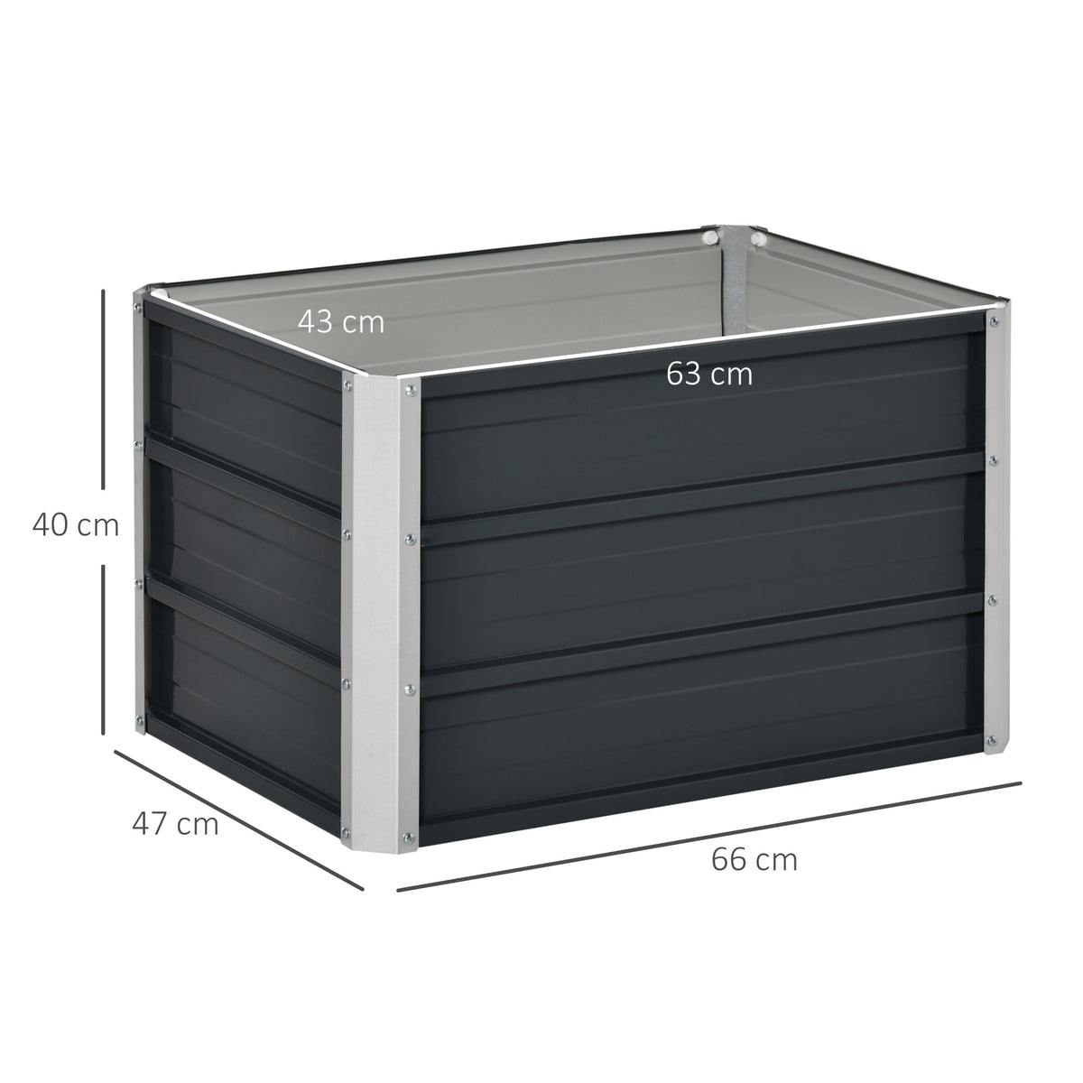 Outsunny Raised Garden Bed with Rustproof Metal Frame & Gloves – Elevated Planter Box, Grey