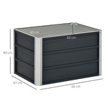 Outsunny Raised Garden Bed with Rustproof Metal Frame & Gloves – Elevated Planter Box, Grey