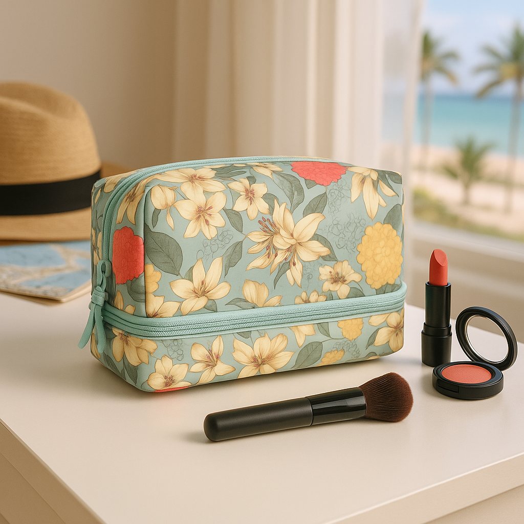 Avilo Floral Design Cosmetic Bag – Practical Make-Up and Toiletry Organiser for Travel
