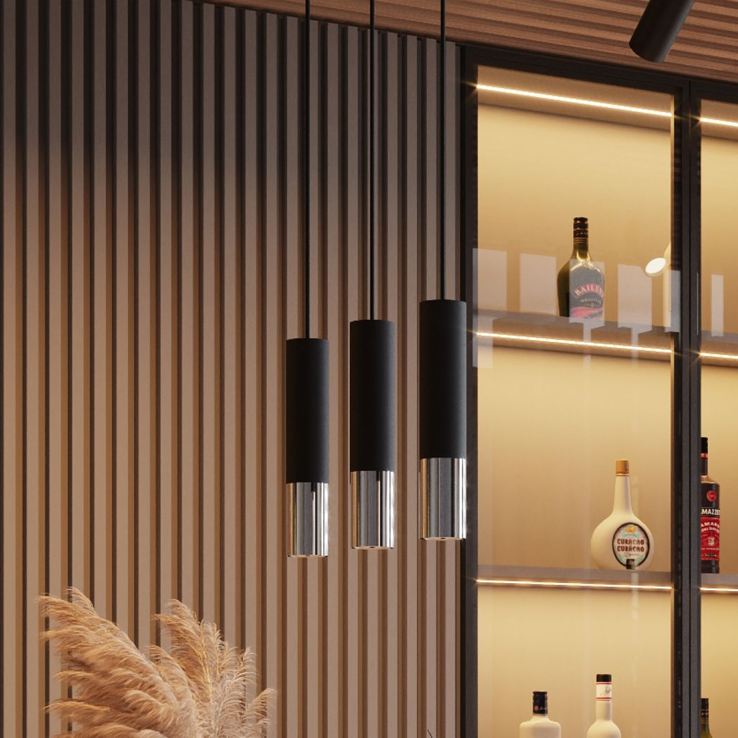 Sollux Lighting Loopez Modern Steel Ceiling Lamp with GU10 Bulb Fitting – Black and Chrome
