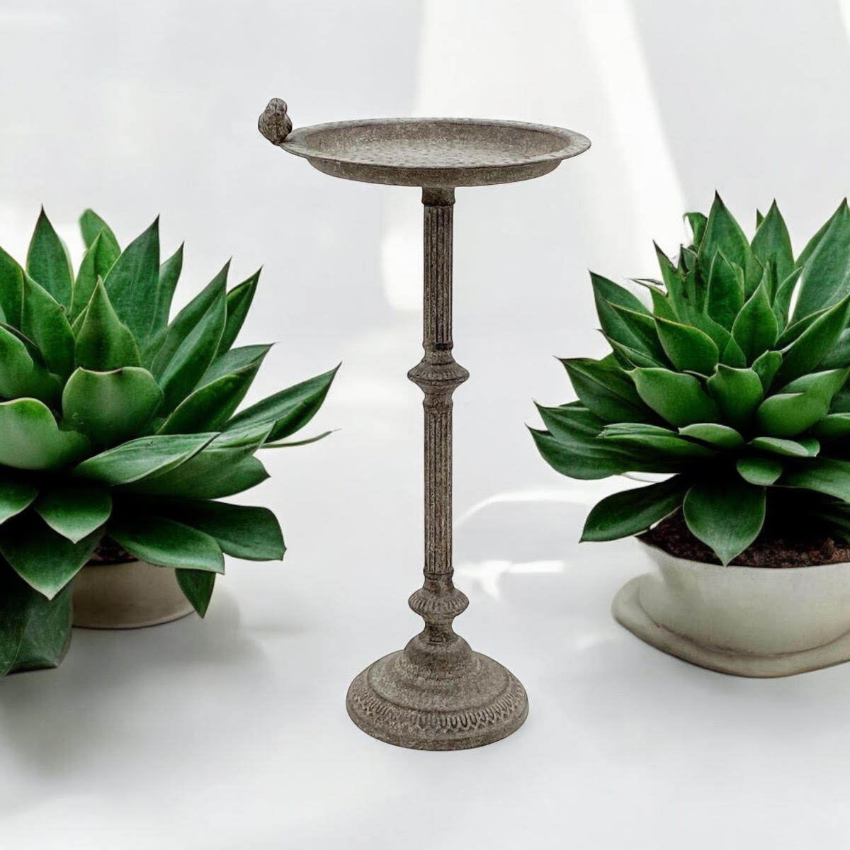 MSL Antique Iron Birdbath & Feeder with Stand – 65cm Freestanding Garden Ornament