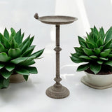 MSL Antique Iron Birdbath & Feeder with Stand – 65cm Freestanding Garden Ornament