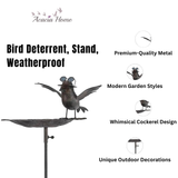 Metal Bird Feeder Birdbath Spinner Garden Stake – Decorative Outdoor Art with Rocking Motion, Black, 50" Metal Bird
