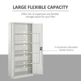 Vinsetto Lockable Metal Filing Cabinet with 2 Doors & 4 Adjustable Shelves – Tall 175cm Office Storage
