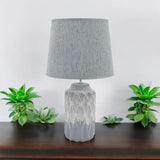 AcaciaHome Grey Two-Tone Ceramic Table Lamp with Drum Shade – 40cm Bedside & Desk Lighting