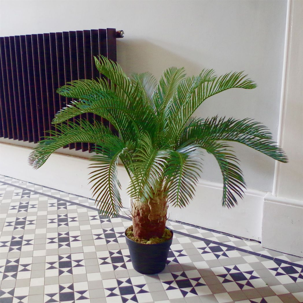 80cm Artificial Cycas Palm Plant – Tropical Tree for Home Decor, Green & Brown