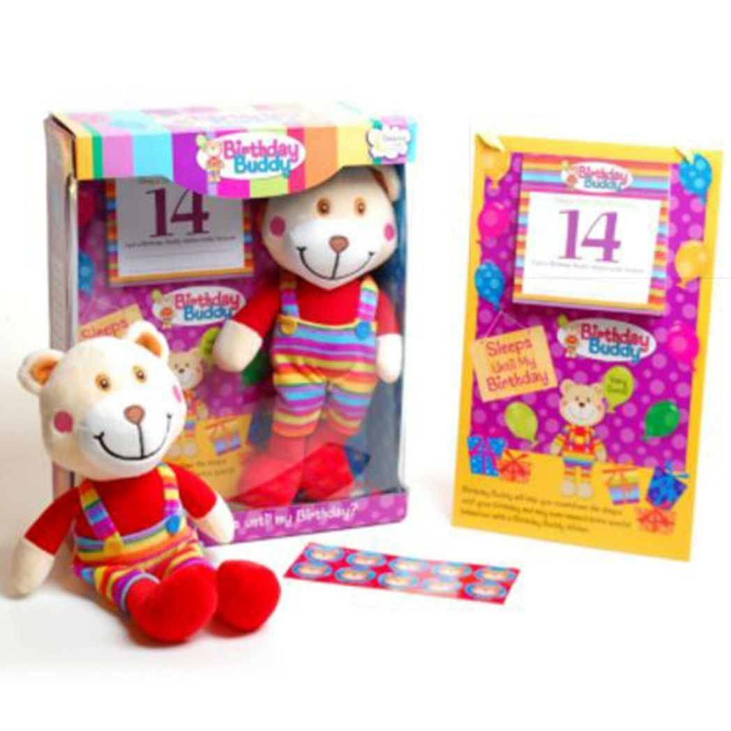 Birthday Buddy Boy Count Down Birthday Bear Toy – Plush Bear with Tear-Off Birthday Calendar