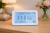 Avilo Backlit Full Disclosure Radio Controlled Clock with Easy-Read 2.5cm Digits – 6 Languages, White