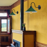 Vintage Swan Neck Wall Light with Cone Shade and E27 Socket – Dimmable Indoor Wall Sconce, Green