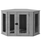 Dog Crate Furniture Side Table with Cushion & Large Entrance – For Medium Dogs up to 20kg, Grey