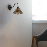 Vintage Cone Wall Light with Swan Neck and E27 Socket – Dimmable Indoor Sconce, Brushed Copper