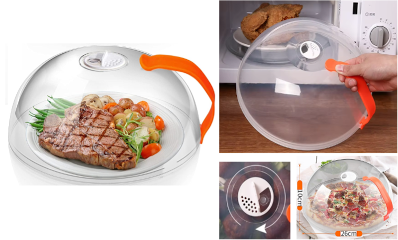 Avilo Microwave Splatter Guard in BPA-Free Polypropylene with Stem Vent and Handle – Clear View Food Cover
