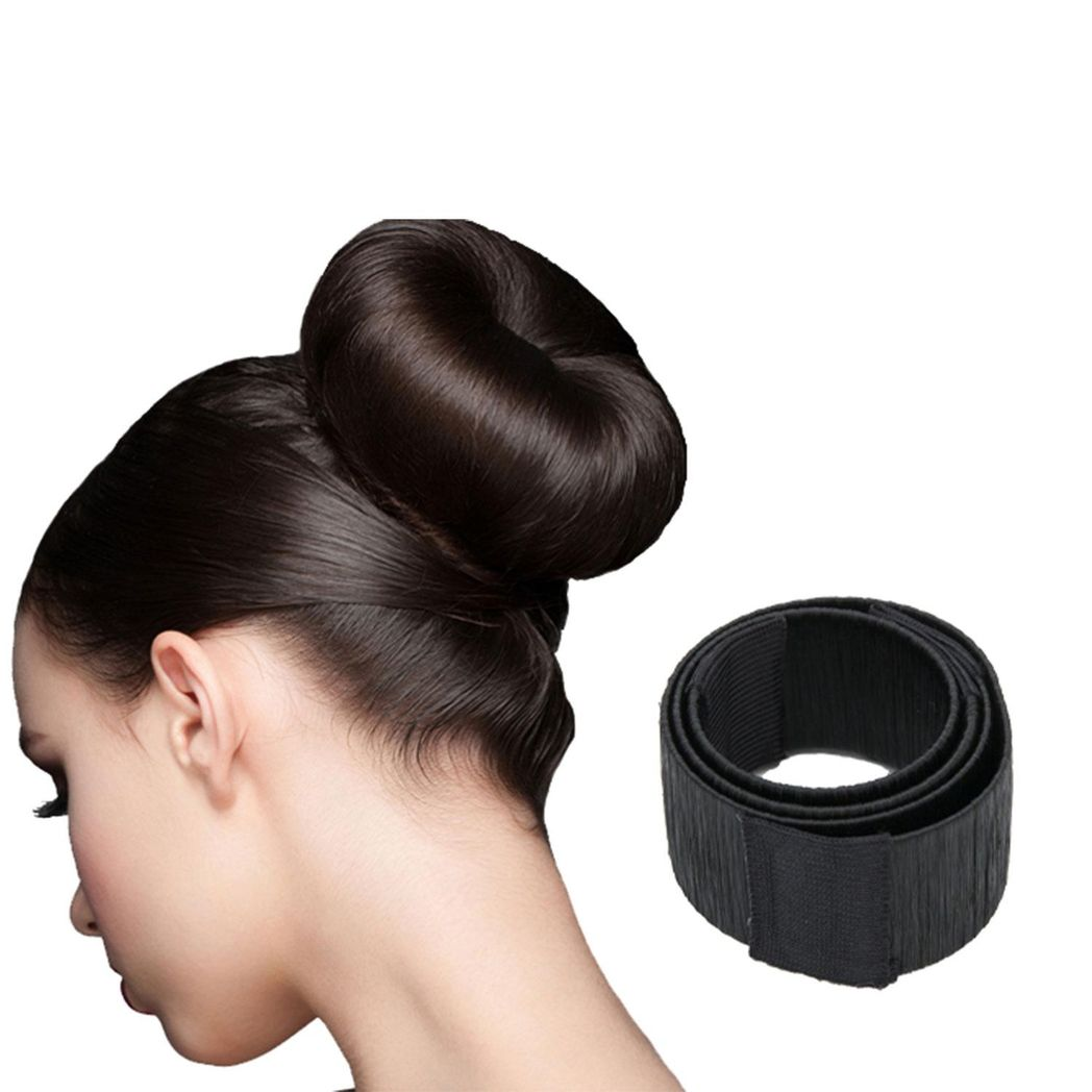Aquarius Hair Bun Maker Donut, Lightweight Portable Flexible Metal Twist Bun Tool for Women – Black