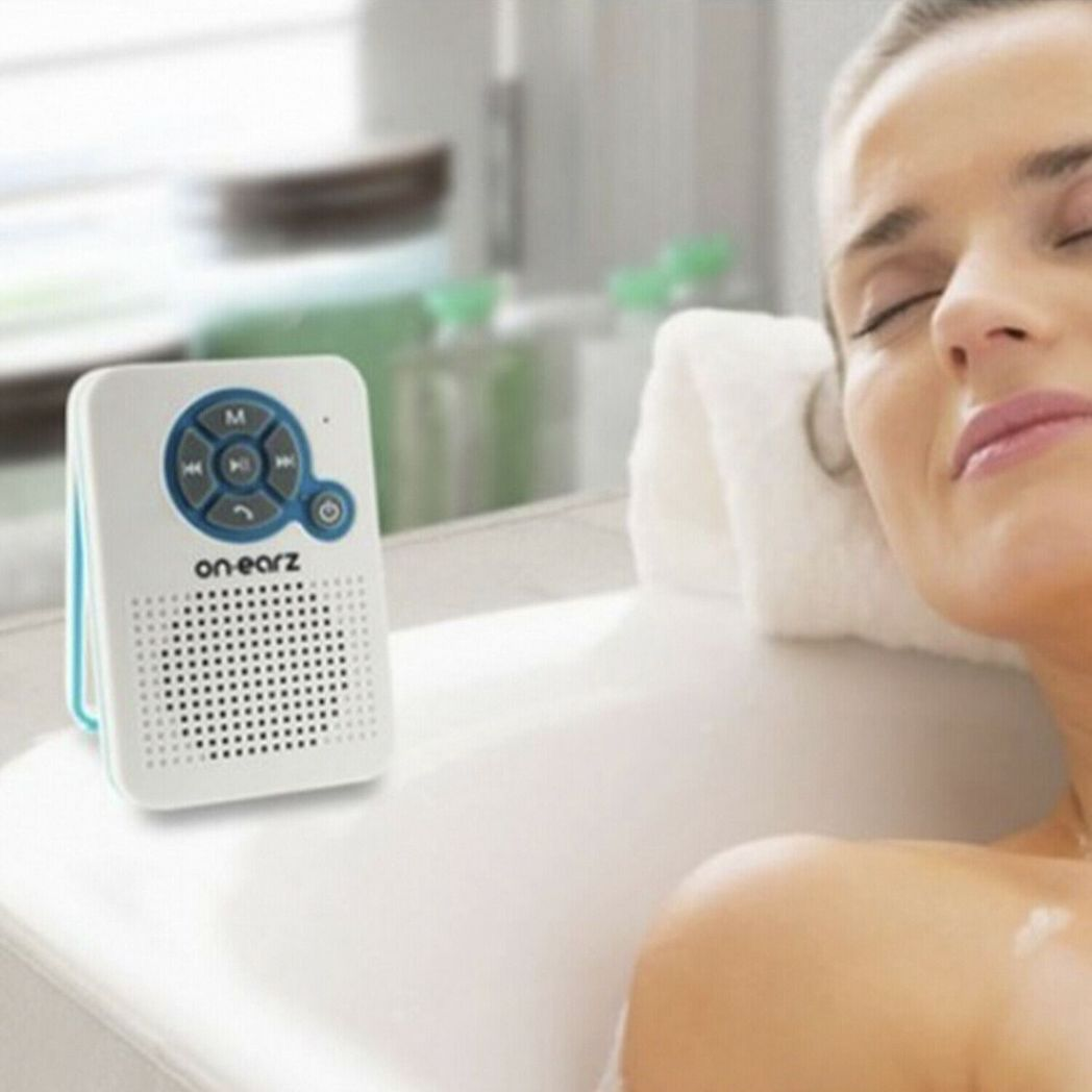 On Earz Parleur Waterproof Bluetooth Shower Speaker with FM Radio & Suction Cup – Bathroom Speaker, White