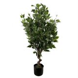 Leaf 110cm Realistic Artificial Ficus Tree with Multicolour Metal Planter – Wired Stems, Botanically Accurate Foliage