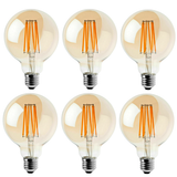 Ledsone 6 Pack E27 Dimmable LED Edison Bulbs, G95 Amber Glass – 8W Warm White 2700K Vintage Filament