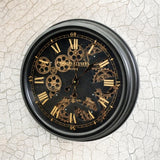 52cm black industrial gears wall clock