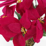 Leaf 40cm Artificial Red Poinsettia with Silver Curved Metal Planter – Christmas Decoration