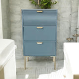 AcaciaHome Wooden 3 Drawer Chest with Solid Pine Top & Metal Handles – Compact Bedroom Storage, Blue