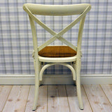 AcaciaHome Oak Cross Back Café Chair with Rattan Seat – Hand-Finished Dining Seating, Cream