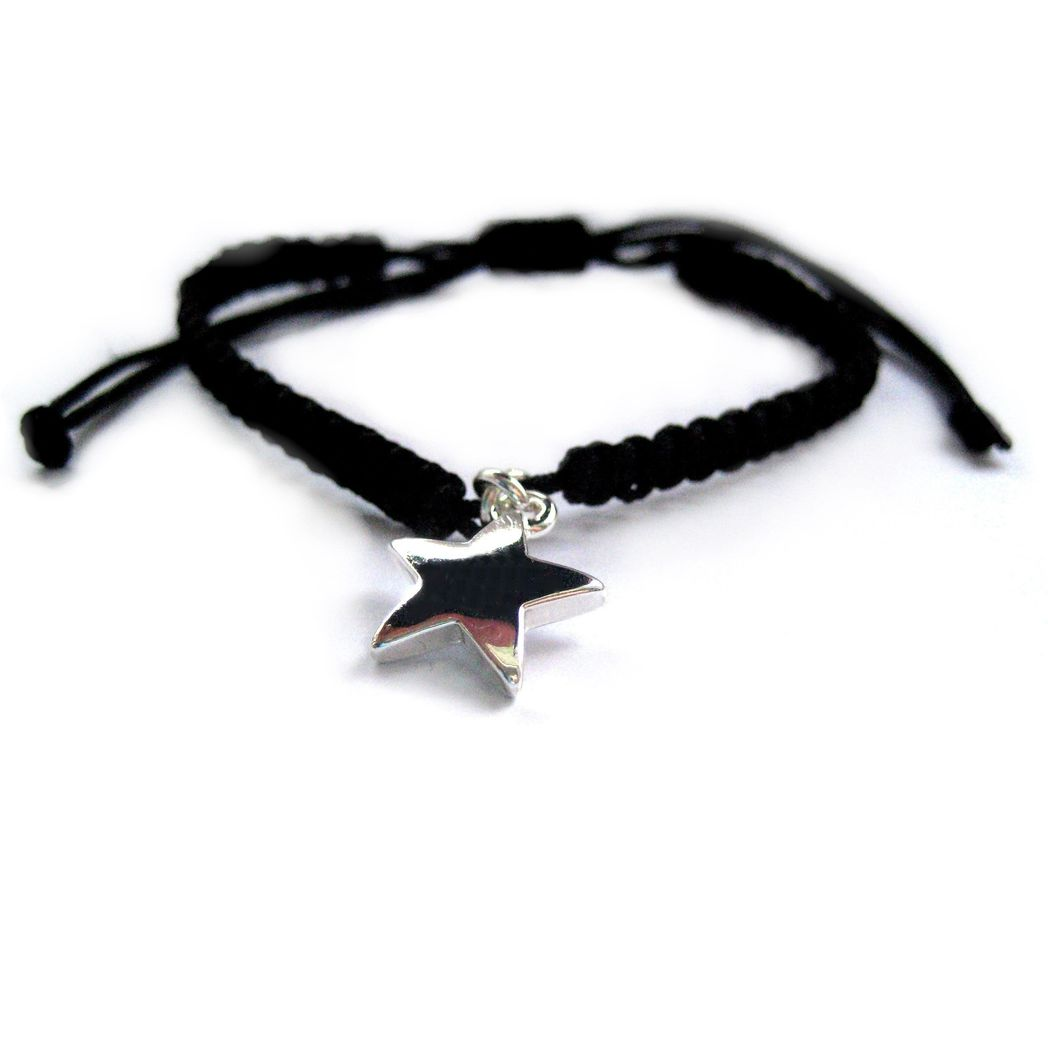 Aye Do Gifts Silver Star Charm Friendship Bracelet – Adjustable Braided Cord for Girls, Purple, Pink or Black