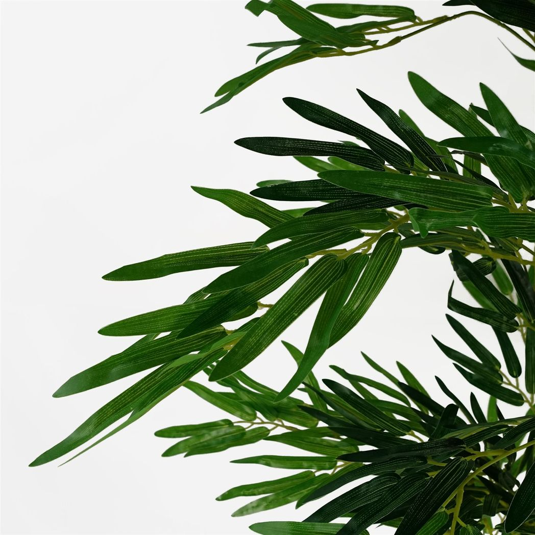 Leaf 150cm (5ft) Artificial Bamboo Plant with Real Natural Bamboo Canes – Realistic Home Decor, Green