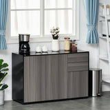 Gloss & Matte Side Cabinet with 2 Doors & 2 Drawers – Home Office Storage, Grey & Black