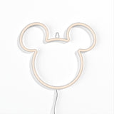 YELLOWPOP Disney Mickey Mouse Face LED Neon Sign – USB Powered Wall or Shelf Light, White Glow