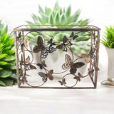 AcaciaHome Gold Butterfly Console Table with Glass Top – Art Deco Metal Sideboard for Living Room or Hallway