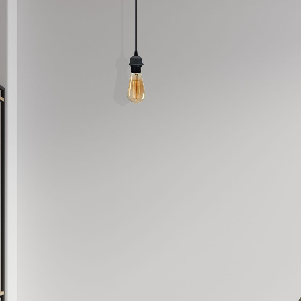 LEDSONE Industrial Grey Pendant Light Fitting with E27 Holder & 95cm Cable – Dimmable Retro Light Kit