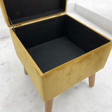 AcaciaHome Square Velvet Ottoman Footstool with Lift-Up Storage – Medium-Firm Foam Seat, Yellow
