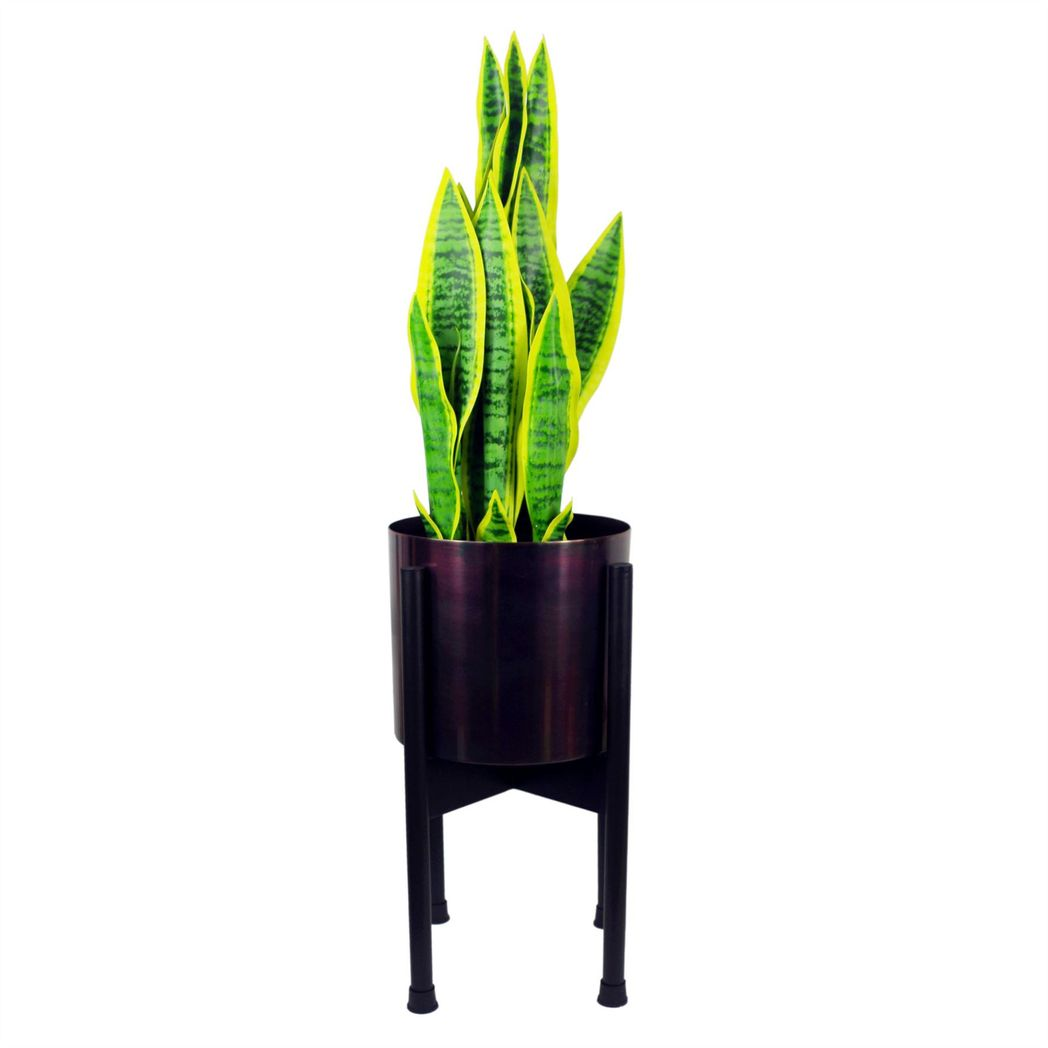 Leaf Black Metal Planter Plant Pot, 20 x 18cm – Handmade Rustic Polished Finish for Indoor Plants