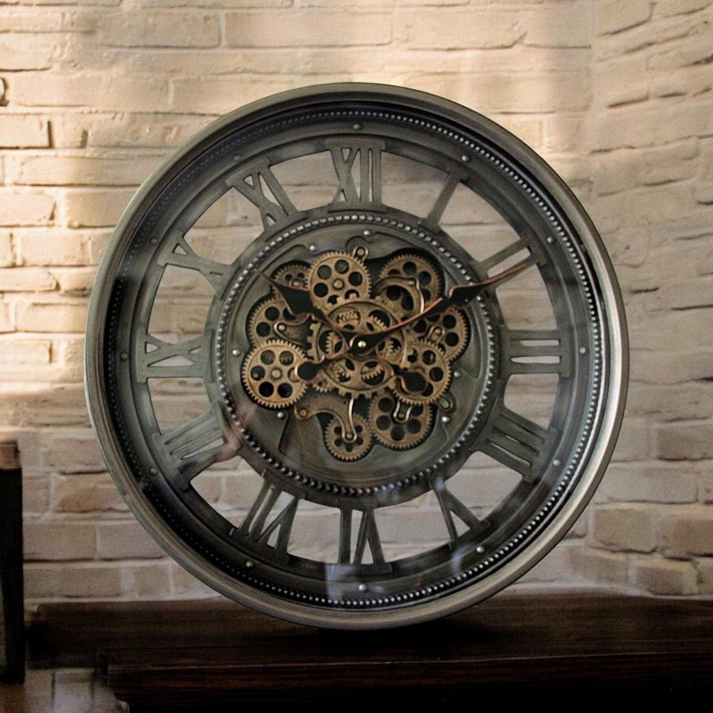 AcaciaHome 60cm industrial gears wall clock