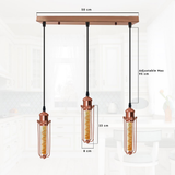 LEDSONE 3 Head Rectangle Rose Gold Wire Cage Pendant Light, E27 – Industrial Hanging Lamp for Kitchen Island