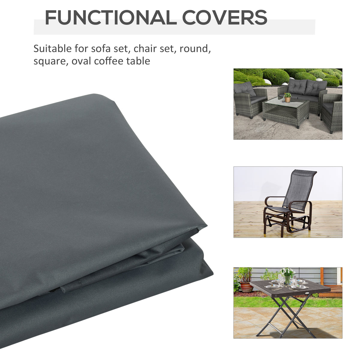 Outsunny Outdoor Furniture Cover, 200 x 86 cm – Water & UV Resistant 600D Oxford Fabric with Pull Cords