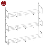 Vinsani 3 Tier Herb & Spice Rack with Chrome Finish, Holds 24 Jars – Wall or Cupboard Door Mounted
