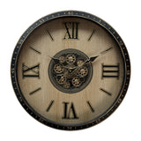 AcaciaHome Durable Gear Wall Clock with Moving Gears, Roman Numerals – Art Deco Skeleton Design