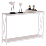Industrial Console Table with Metal Frame & MDF Top – Narrow Entryway, Hallway & Sofa Table, Oak, 110cm