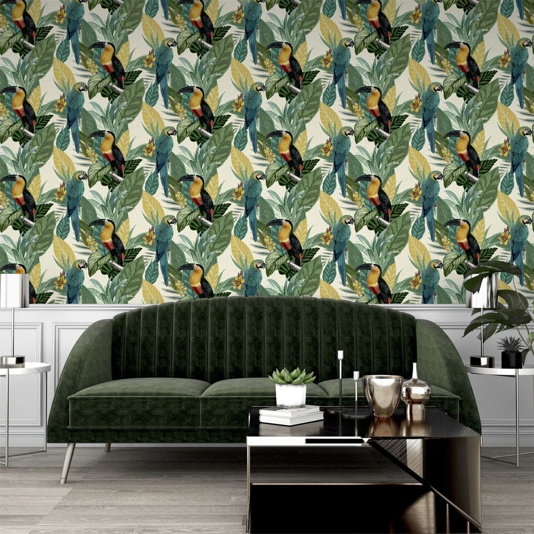 Arthouse Toucan Jungle Wallpaper – Paste the Paper Tropical Feature Wall Covering, Multi