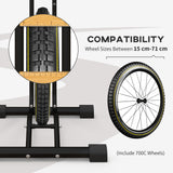 SPORTNOW Vertical & Horizontal Bike Rack for 6"–28" and 700c Bikes – Steel Bicycle Storage Stand, Black