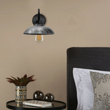 Vintage Hemisphere Wall Light with Swan Neck and E27 Socket – Dimmable Indoor Sconce, Brushed Silver
