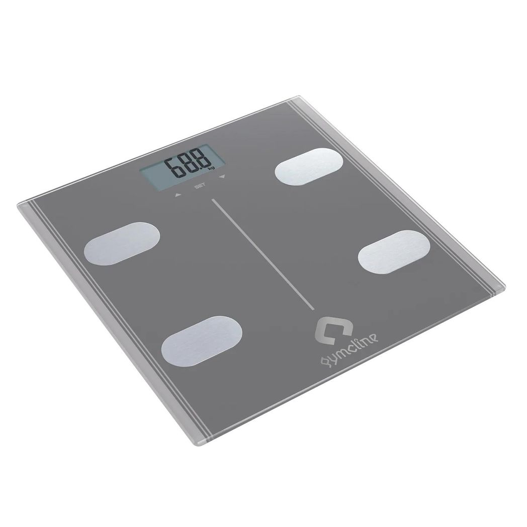 Gymcline Body Analysis Scale with BMI Report & Calorie Intake Guide – Digital Bathroom Scale, Space Grey