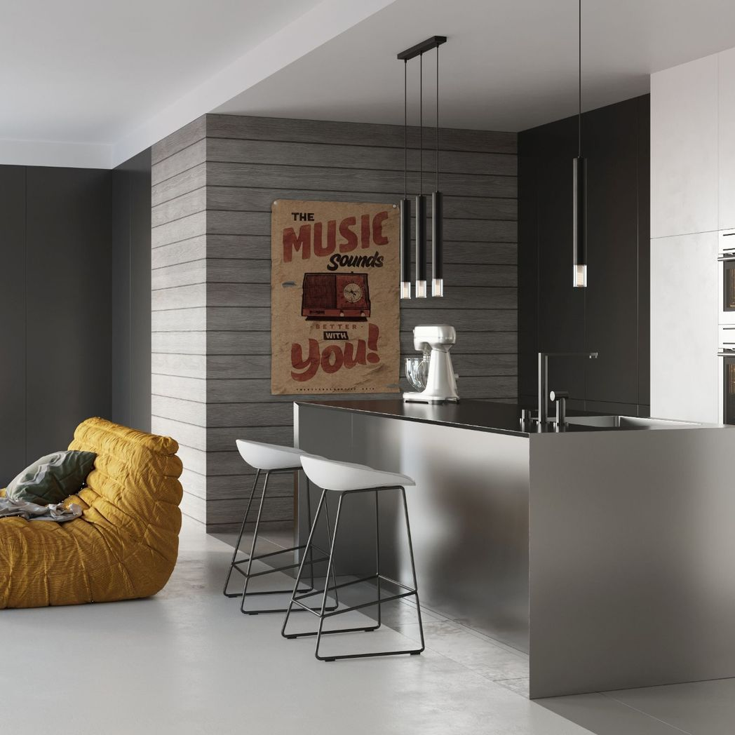 Sollux Lighting Wezyr Modern Pendant Lamp with Steel and Glass Shade, G9 – Hanging Ceiling Light, Black