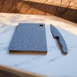 23cm Non-Slip Chopping Board with Knife – Compact Non-Stick MDF Kitchen Prep Board