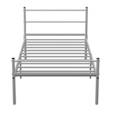 House of Home Extra Strong Silver Metal Single Bed Frame with Centre Support Legs