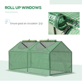 Mini Walk-in Greenhouse with Two Roll-up Zippered Windows & Steel Frame – Portable Plant Cover, Green