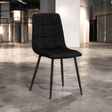 AcaciaHome Velvet Padded Dining Chair with Black Metal Legs